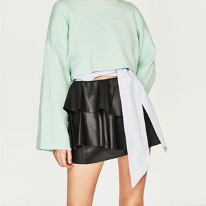 Zara Trf faux leather mini skirt with ruffles
